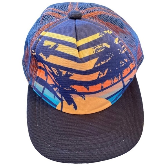 Tommy Bahama Kids Mesh Snapback Hat Hawaiian Sunset Beach Palm Tree - Picture 1 of 9